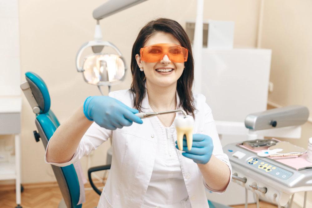 Dental professional showing what a cosmetic crown looks like